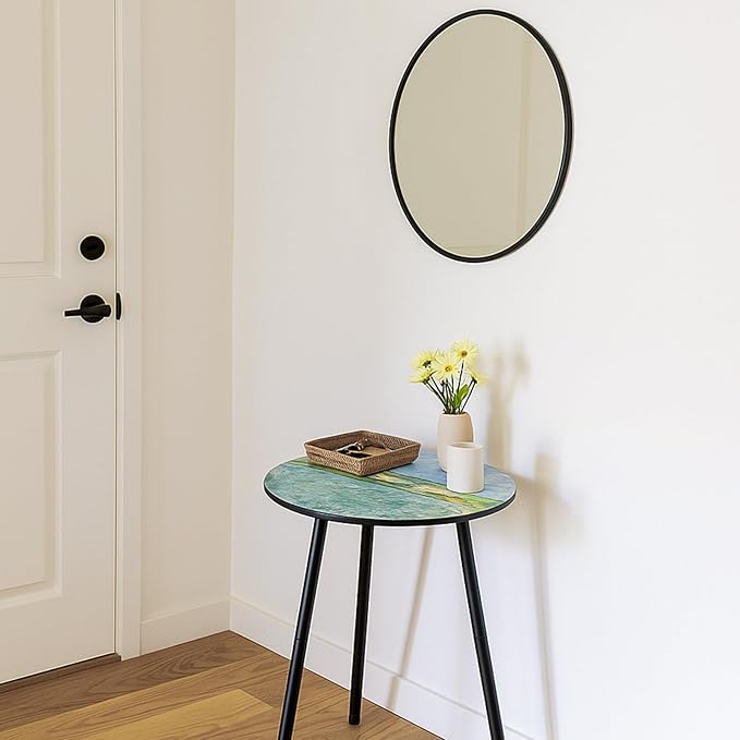 Outdoor Side Table 2 pcs Patio Side Tables for Outside End Tables Small Outdoor Table Round Patio End Table Modern Metal Side Table Outside, Patio, Indoor, Bedroom, Living Room, Small Spaces