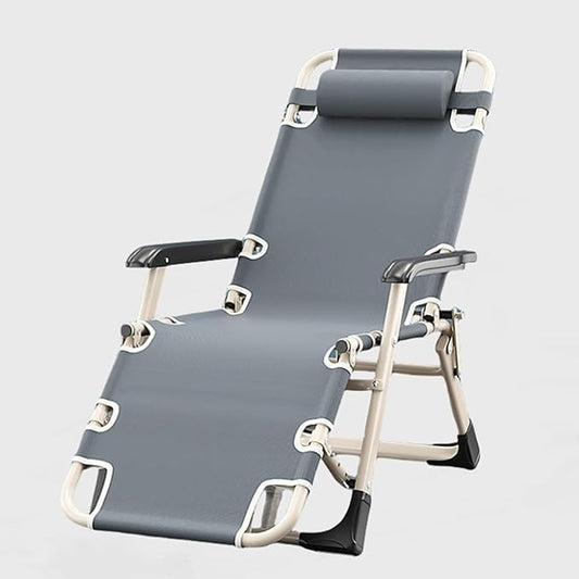Folding Patio Lounge Chair w/Adjustable Pillows Cup Holder for Poolside Backyard Reclining Lounge Chair with Removable Cushion Tray for Indoor and Outdoor, Patio Recliner Folding Reclining Chair