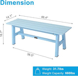 47inch Outdoor Bench Garden Bench HDPE Porch Bench w/Metal Legs, Poly Lumber Patio Bench - Photo 3