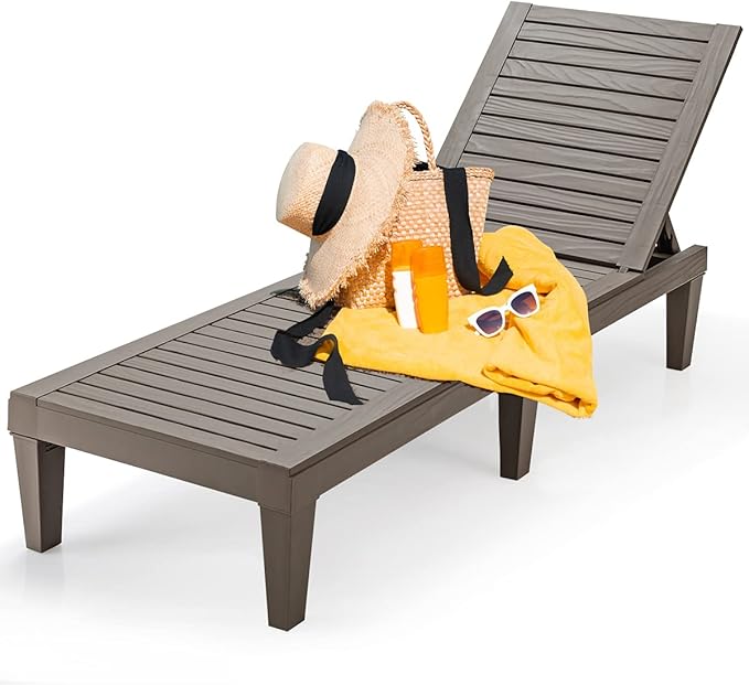 Tangkula Outdoor Chaise Lounge Chair, Lightweight Patio Lounge Recliner Chair with Adjustable Backrest - Photo 1