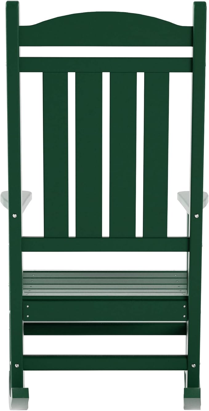WO Home Furniture Patio Rocking Chair Farmhouse Outdoor HDPE UV Weather Resistant (Dark Green)