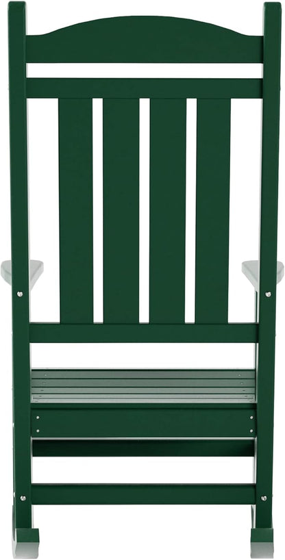 WO Home Furniture Patio Rocking Chair Farmhouse Outdoor HDPE UV Weather Resistant (Dark Green)