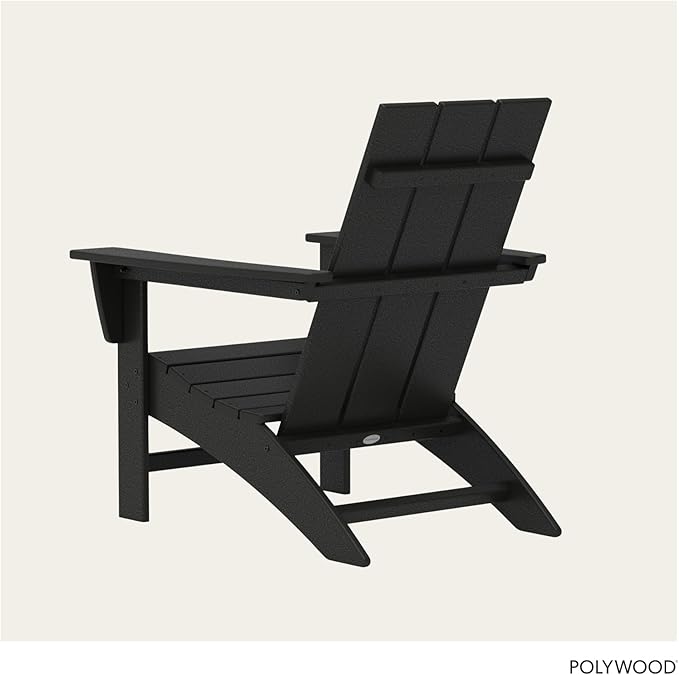 POLYWOOD Modern Adirondack Chair – All-Weather Outdoor Lawn Adirondack Chairs – HDPE, Fade-Resistant & Durable Outdoor Furniture – For Patio, Deck & Fire Pit Chairs – Black