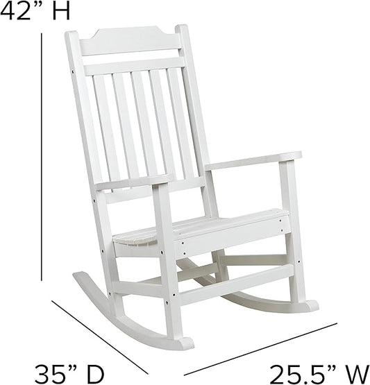 Flash Furniture Winston All-Weather Poly Resin Rocking Chair in White