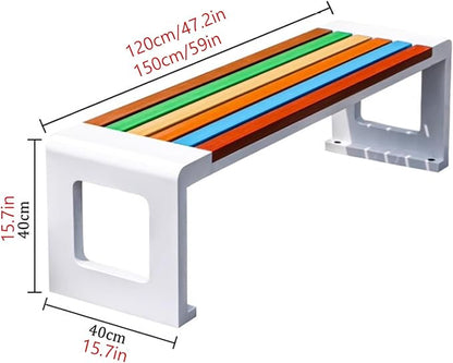 Outdoor Garden Bench, Metal Bench with Slatted Seat, Bench Park, Patio Bench, Backless Bench for Yard, Lawn, Porch(Brown,150cm/59in)