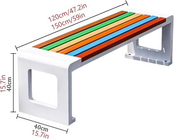 Outdoor Garden Bench, Metal Bench with Slatted Seat, Bench Park, Patio Bench, Backless Bench for Yard, Lawn, Porch(Silver,120cm/47.2in)