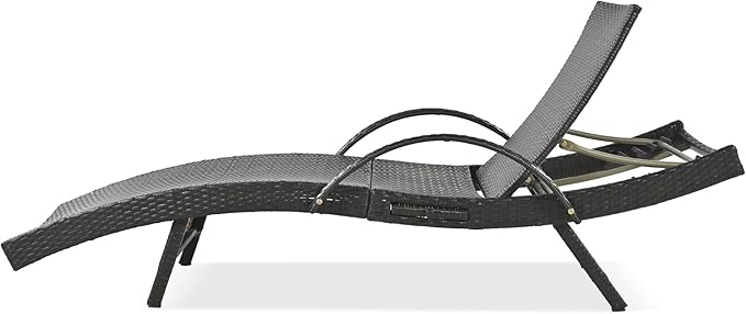 Outdoor Wicker Chaise Lounge Chairs Set of 2,80.3" Patio Rattan Reclining Chair with Pull-Out Side Table and 4-Level Adjustable Backrest,Ergonomic Wave Design Pool Sunbathing Recliners,Dark Brown