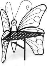 Outdoor Bench Patio Seating, Modern Butterfly Shaped Metal Garden Bench, Park Bench Outdoor Seating - Photo 5