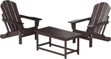 WO Home Furniture Adirondack Chairs Table Set of 3 PCS Outdoor Folding Chairs Coffee Table Weather/UV Resistant for Lawn - Photo 1