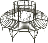63 Inch Round Tree Bench, Steel Garden Seating for Outdoor Patio, Weather-Resistant Circular Metal Bench - Photo 3