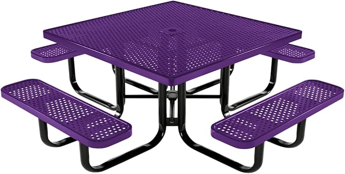 COATEDOUTDOORFURNITURE Heavy-Duty Portable Outdoor Kids Table with Umbrella Hole, Punched Steel Kids Picnic Table - Photo 1
