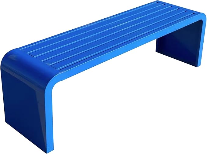 Modern Outdoor Benches Weatherproof Backless Front Porch Bench Metal Garden Benches for Outdoors Sturdy Steel Frame Patio Benches for Outdoors, Backyard, Lawn(Blue01,120cm(47.24in))