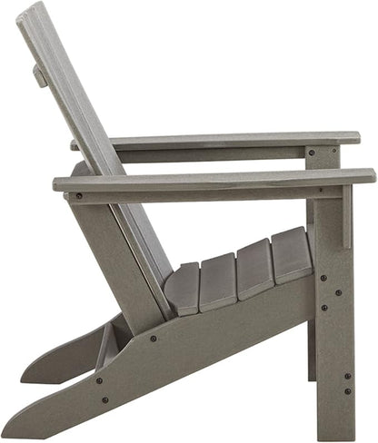 Signature Design by Ashley Visola Outdoor Patio HDPE Weather Resistant Adirondack Chair, Gray