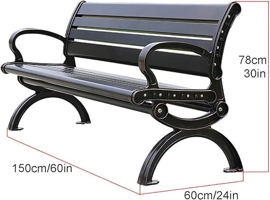 Garden Bench, Outdoor Benches, with Anti-Rust Metal Powder Coated Frame, Patio Bench for Front Porch Park Outside Furniture Decor
