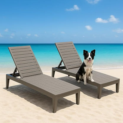 Outdoor Chaise Lounge Set of 4,Lightweight Patio Chairs,Waterproof Sun Loungers Chair Outdoor,5-Positions Adjustable Pool Lounge Chair for Garden Beach Patio Poolside Lawn and Deck,Striped Grey