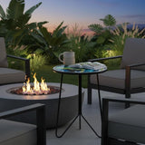 LIFFY Patio Side Tables, 12" Indoor Outdoor Metal Side Table with Glass Tabletop - Photo 6