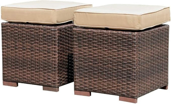 Patiorama 2 Pieces Assembled Outdoor Patio Ottoman - Photo 1
