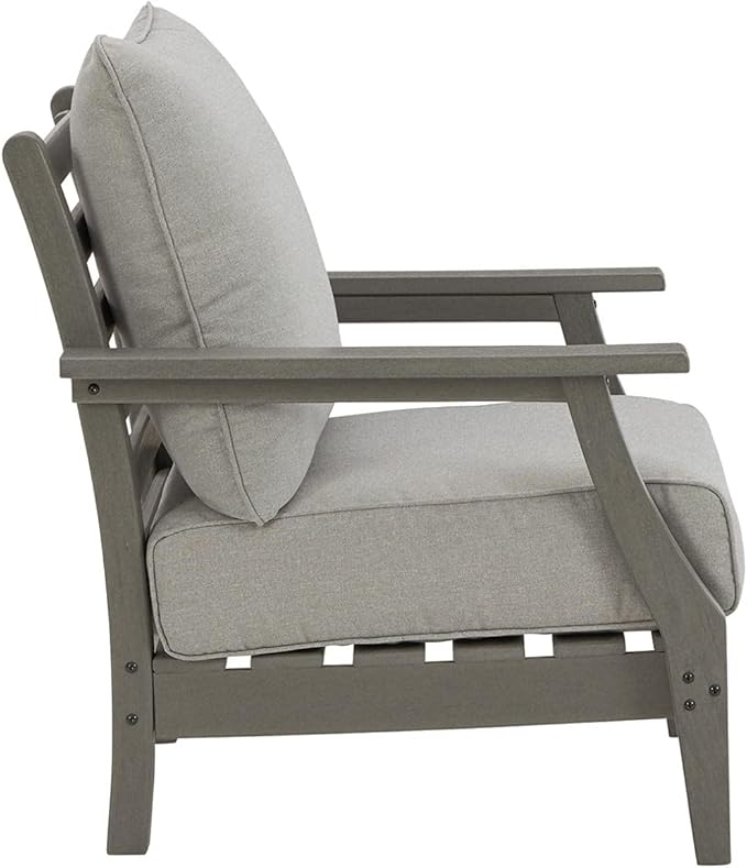 Signature Design by Ashley Outdoor Visola Lounge Chair, 2 Count, Foam Cushion, Nuvella Weather Resistant Fabric, HDPE Material, 30" W x 32.5" D x 37" H, Gray