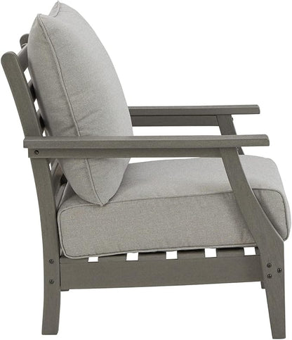 Signature Design by Ashley Outdoor Visola Lounge Chair, 2 Count, Foam Cushion, Nuvella Weather Resistant Fabric, HDPE Material, 30" W x 32.5" D x 37" H, Gray