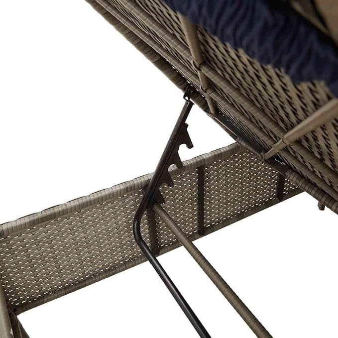 Gray PE Rattan Sun Lounger with Multi-Position Backrest, 78 x 31 x 15 in Outdoor Chaise Lounge Set with Side Table - Photo 7