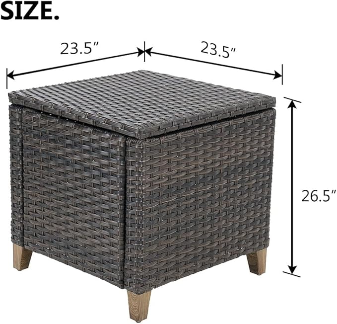 Grand patio Outdoor Furniture, Patio Wicker Sectional Sofa Modular Furniture Set Single Sofa with Thick Cushions for Deck Porch Poolside Garden (Side Table)