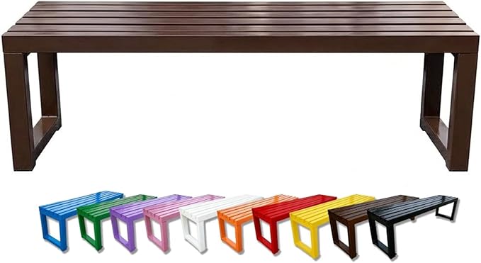 Outdoor Bench Backless Metal Garden Bench, 3.3ft 3.9ft 4.9ft 5.9ft Heavy Duty Weatherproof Patio Bench for 2-3 Person Seating, Steel Park Benches for Outside Yard Front Porch Deck(Coffee,5.9ft)
