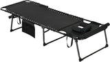 Outsunny Folding Chaise Lounge with 5-Level Reclining Back, Tanning Chair with Face Hole - Photo 1