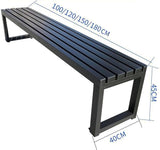 Durable 59in Weatherproof Backless Cast Iron Outdoor Bench - Stylish Garden Furniture for Parks - Photo 2