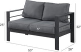 Wisteria Lane Patio Furniture Aluminum Loveseat, All-Weather Outdoor 2 Seats Sofa Couch - Photo 3