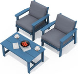 SERWALL HDPE Outdoor Couch, Blue Frame and Grey Cushion - Photo 1