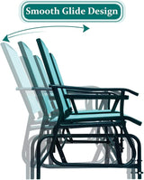 Giantex Patio Bench Glider Chair with Metal Frame, Center Tempered Glass Table - Photo 6