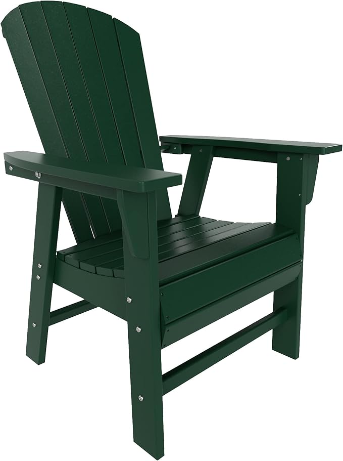WestinTrends Dylan Outdoor Patio Shell-Back Adirondack Dining Chair Weather Resistant Dark Green