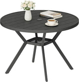 42" Outdoor Patio Table Dining Table, All Weather Metal Round Patio Table with Adjustable Umbrella Hole - Photo 1