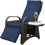 ATR ART TO REAL Outdoor Recliner Chairs, PE Wicker Reclining Lounge Chair with Removable Soft Cushion - Photo 9