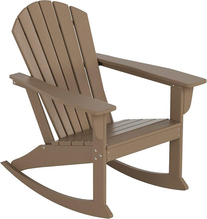 WO WESTIN OUTDOOR HDPE Altura Outdoor Rocking Poly Adirondack Chair, Weathered Wood