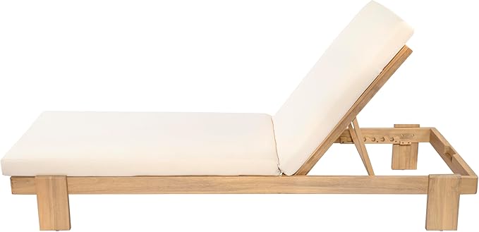 Christopher Knight Home Duska Acacia Wood Chaise Lounge Chair Outdoor, Patio Outdoor Chaise Lounge with Cushions - Photo 8