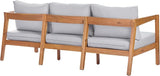 Merax 76.38" Acacia Solid Wood 3-Seater Outdoor Patio Sofa, Teak Finish with Beige Cushions - Photo 5