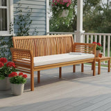 Tangkula 3-Seat Patio Acacia Wood Bench with Cushion - Photo 2