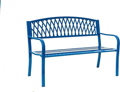 Hi-Line Gift Ltd. Blue Horizon Escape- Steel and Cast Iron Garden Bench for Relaxation