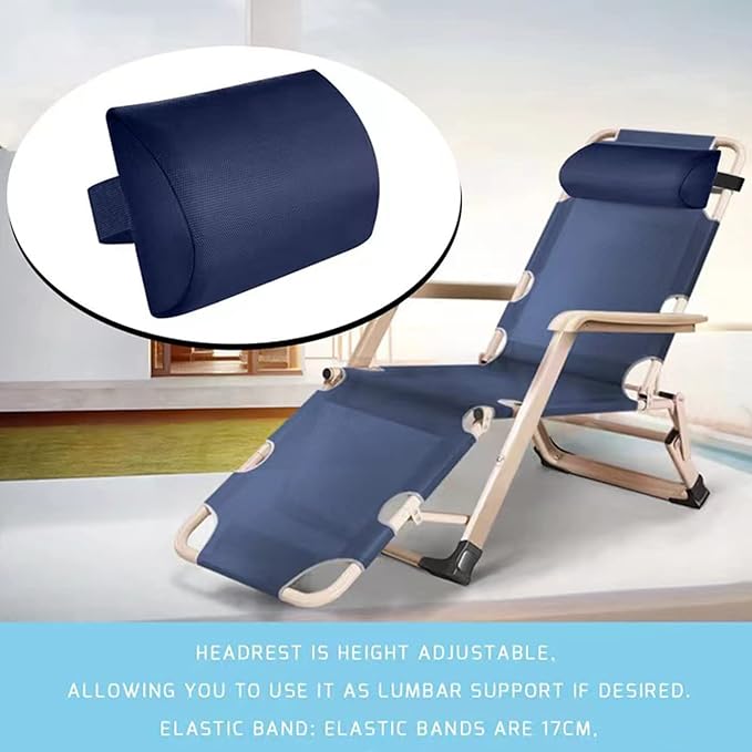 Zero Gravity Chair Set of 2 Replacement Pillow Headrest with Elastic Band, Universal Soft Removable Padded Cushion Head Pillow for Zero Gravity Lounge Chair, Folding Patio Lawn Recliner Chairs, Blue