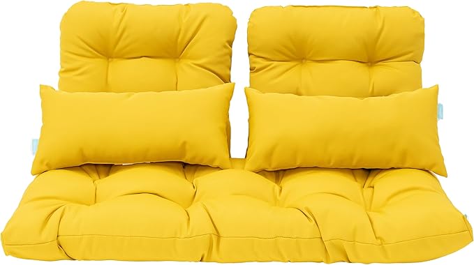 QILLOWAY Outdoor Patio Wicker Seat Cushions Group Loveseat/Two U-Shape/Two Lumbar Pillows for Patio Furniture - Photo 3