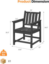 Patio Dining Chair Set of 2, HDPE Outdoor Dining Chair, Ergonomic HDPE Dining Chairs with Deep Seating - Photo 3