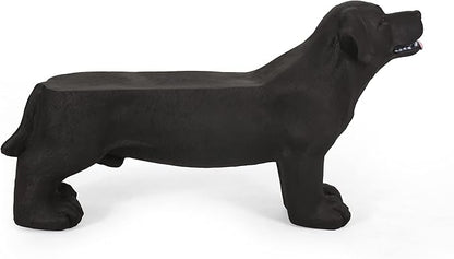 Outdoor Dog Bench 31.5" Labrador-Shaped Concrete Garden Bench for Patio & Yard Lightweight & Weather-Resistant, No Assembly Required, Black