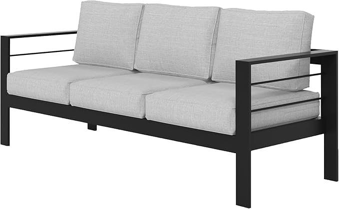Wisteria Lane Patio Furniture Aluminum Sofa, All-Weather Outdoor 3 Seats Couch - Photo 7