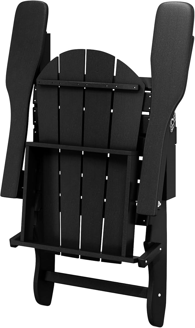 WO WESTIN OUTDOOR HDPE Laguna Outdoor Folding Poly Adirondack Chair, Black