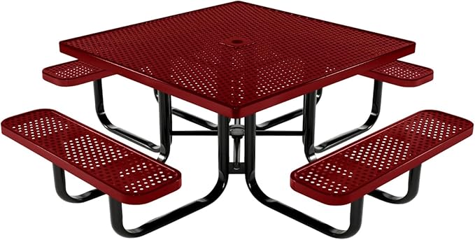 COATEDOUTDOORFURNITURE Heavy-Duty Portable Outdoor Kids Table with Umbrella Hole, Punched Steel Kids Picnic Table - Photo 1
