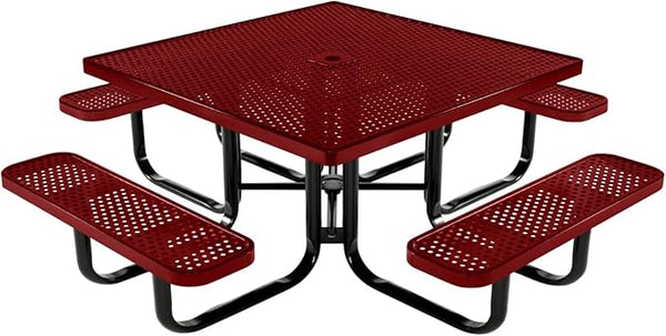 COATEDOUTDOORFURNITURE Heavy-Duty Portable Outdoor Kids Table with Umbrella Hole, Punched Steel Kids Picnic Table - Photo 1