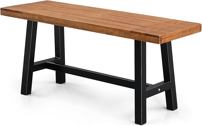 VINGLI Outdoor Bench with Metal Legs Rustic - Photo 1
