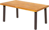 Flamaker Dining Table for 6 Acacia Wood Indoor Outdoor Home Kitchen Table with Iron Legs Large Rectangular Patio Table - Photo 9
