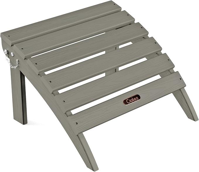 Ciokea Plastic Folding Footstool for Deck Backyard Patio Outdoor Poolside Porch Lawn Indoor, Grey